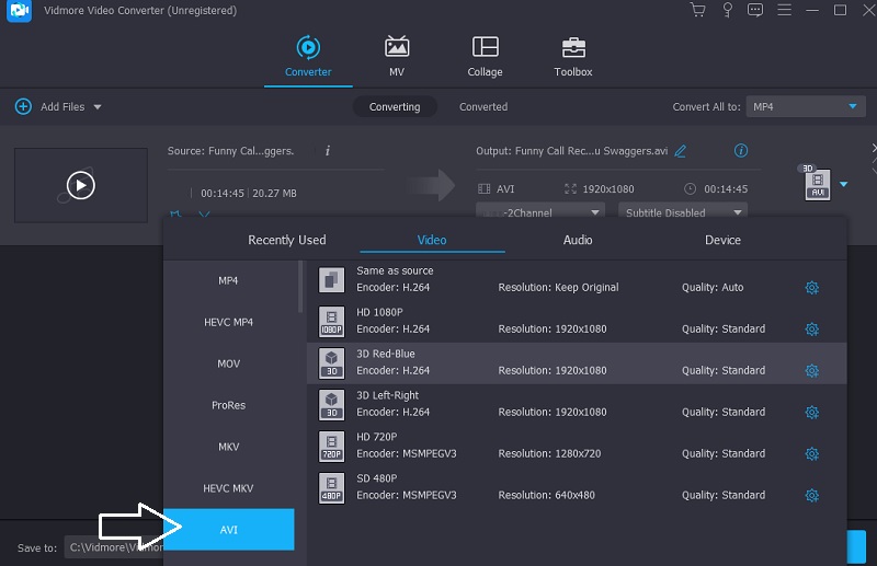AVI auswählen Vidmore
