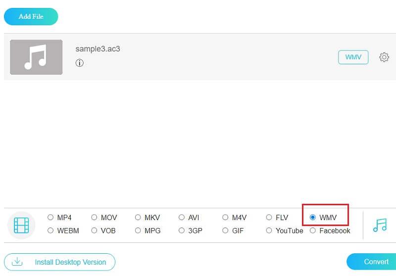Wähle das WMV Online Vidmore
