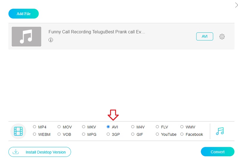 AVI anklicken Online Vidmore
