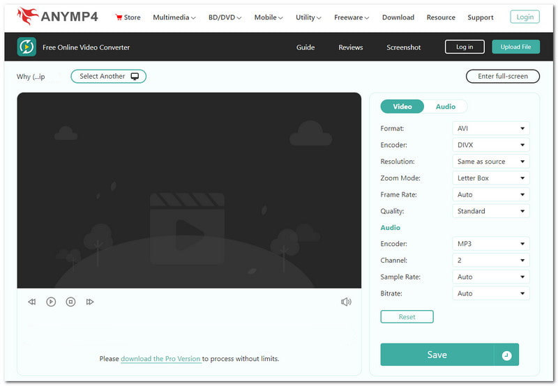OGG in AVI konvertieren AnyMP4 Another Panel