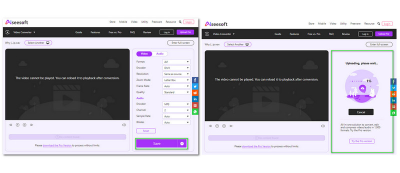 WAV in AVI konvertieren Aiseesoft Speichern