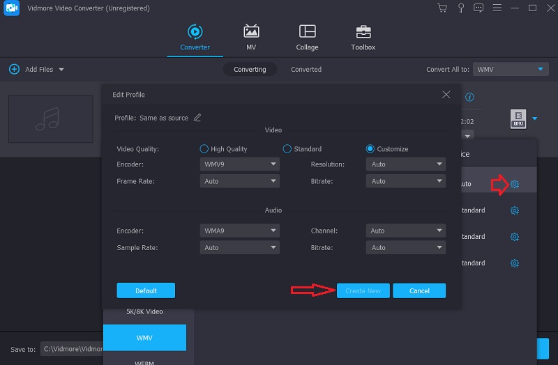 Bearbeite das WMV Vidmore