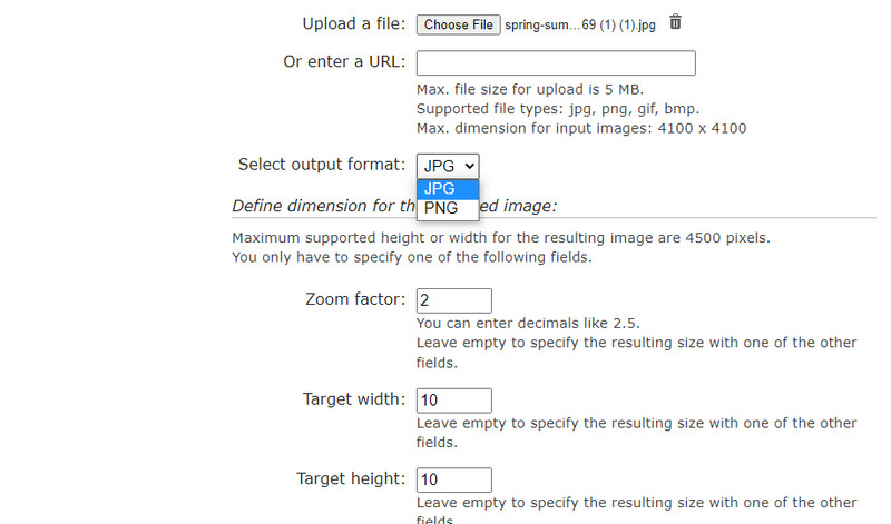 Image Enlarger Benutzeroberfläche
