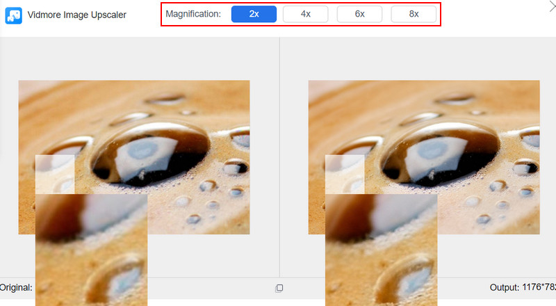 Vergrößerungsfaktor wählen