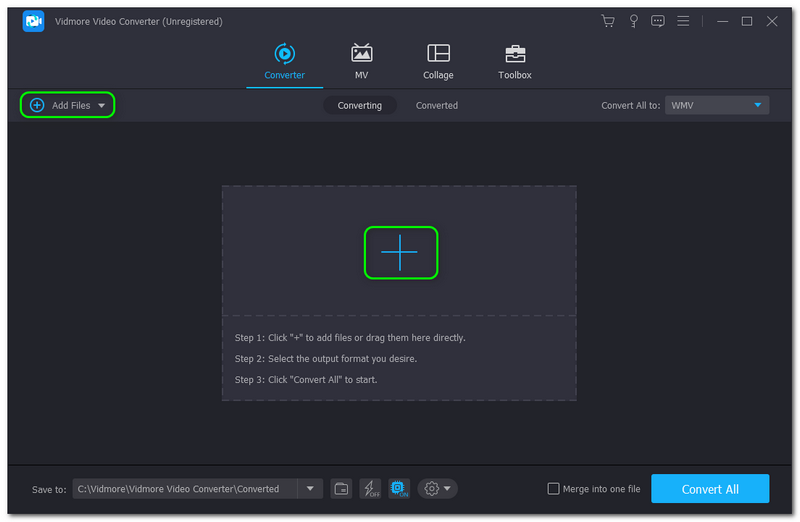 M4A zu M4V Vidmore Video Converter Add Files Plus-Symbol