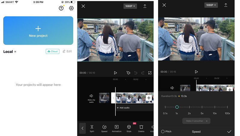 Video verlangsamen CapCut
