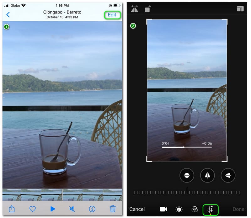 Videos auf dem iPhone zuschneiden – Zuschneideoptionen