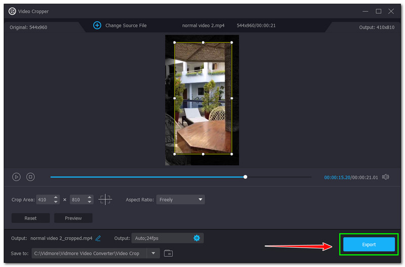 Videos mit QuickTime zuschneiden – Vidmore Video Converter: Export-Schaltfläche