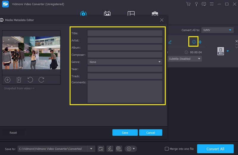 Metadaten eingeben Vidmore