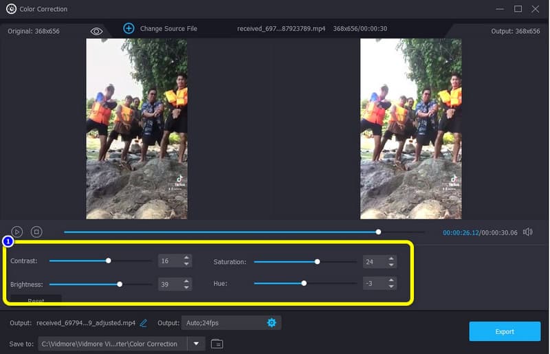 Mit der Videofarbkorrektur fortfahren