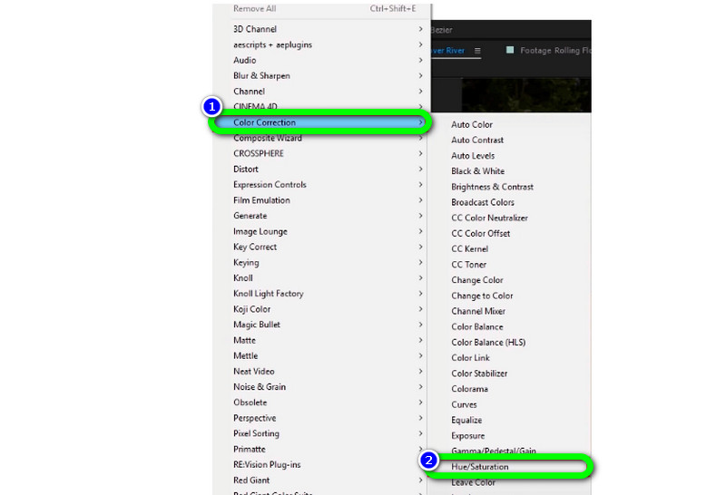 Farbkorrektur Farbton Sättigung