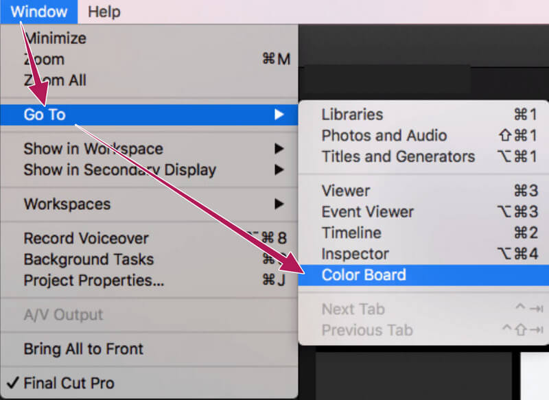 FCP Color Board öffnen