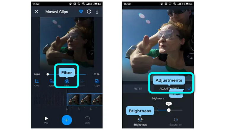 Filter – Anpassung – Häkchen