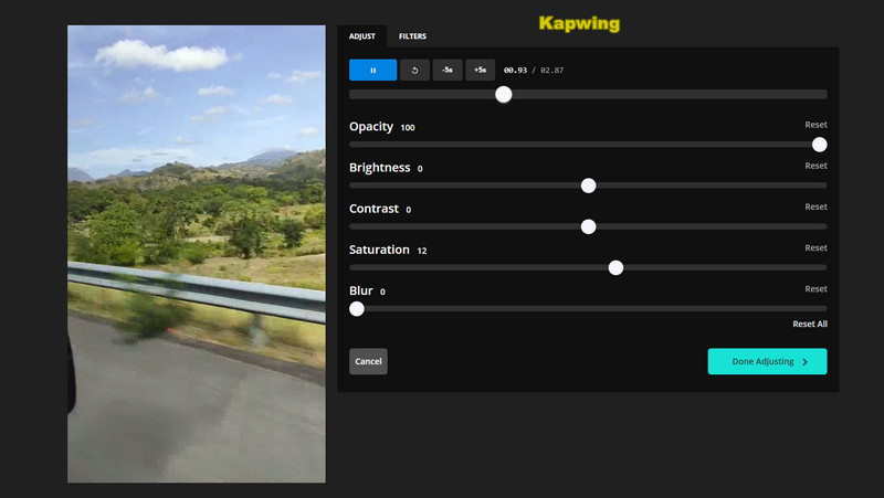 Kapwing Video-Kontrast-Editor