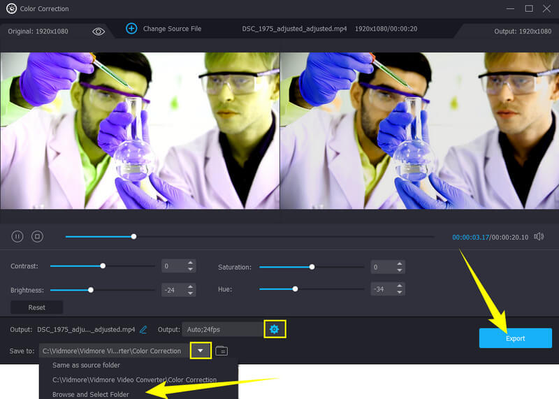 Exportoption für Video-Dateiziel