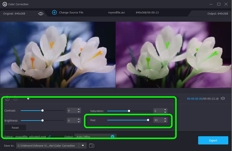 Farbton des Videos anpassen
