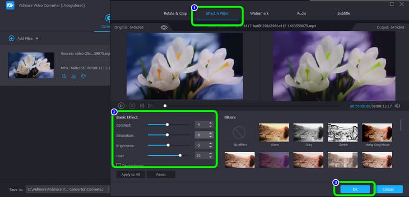 Effekte Filter – auf OK klicken
