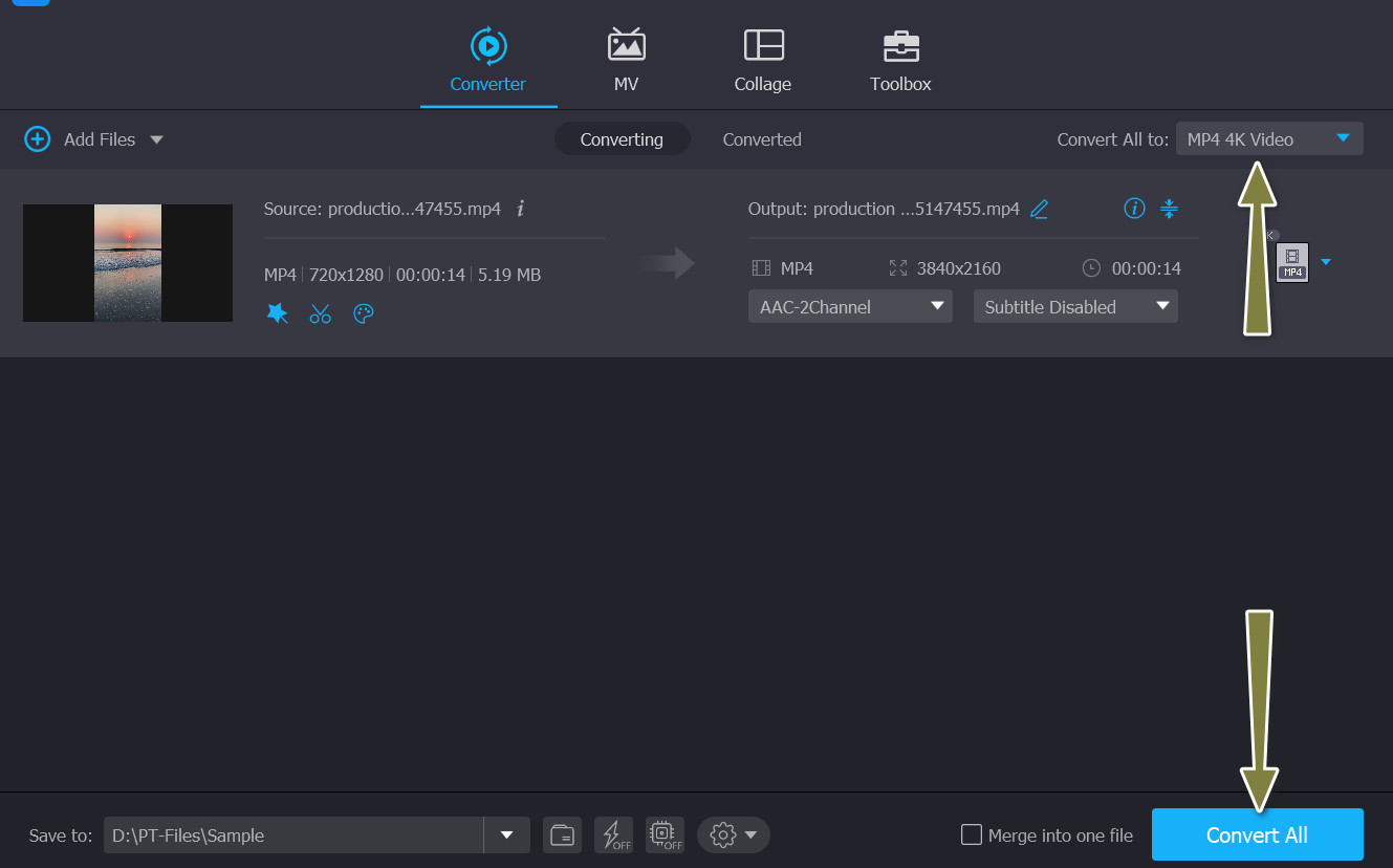 Ergebnisvideo exportieren