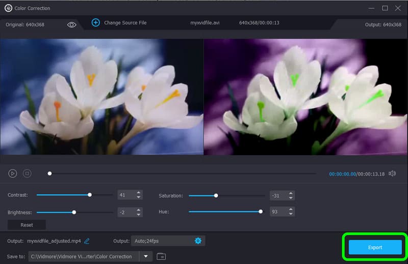 Video mit geändertem Farbton exportieren