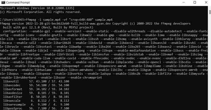 FFmpeg Video zuschneiden