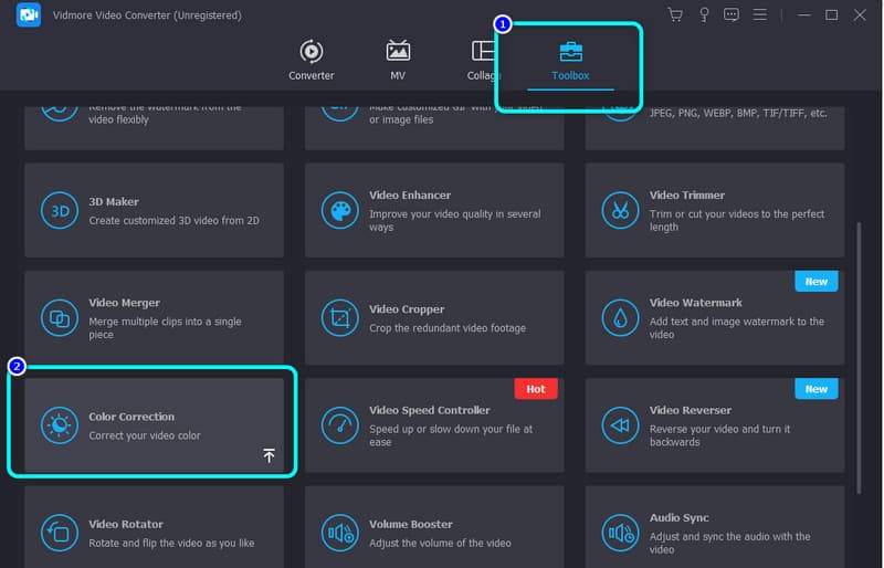 Toolbox Farbkorrektur Belichtung