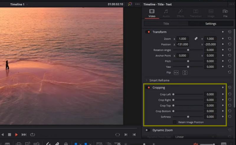 Cropping-Schieberegler anpassen