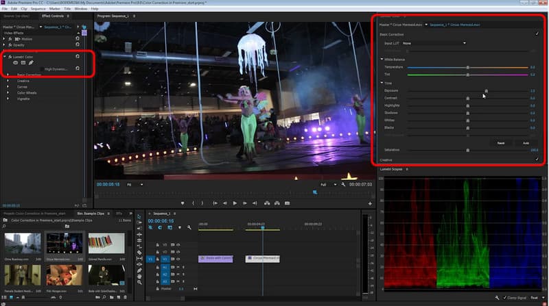 Videobelichtung Premiere-App