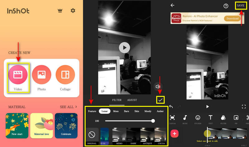 InShot – Filter zu Video hinzufügen