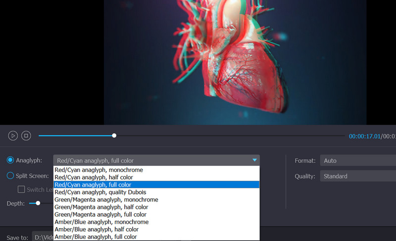 Anaglyph‑Effekt auswählen