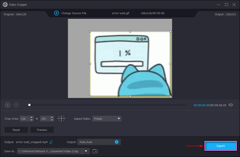 Zugeschnittene GIF-Datei exportieren
