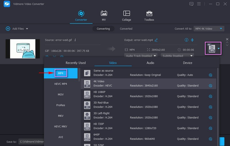MP4-Dateiformat auswählen