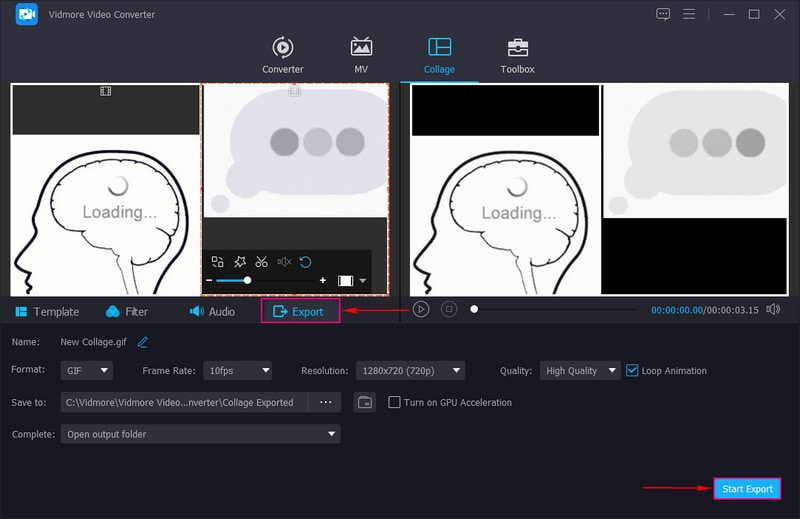 Erstellte GIF-Collage exportieren