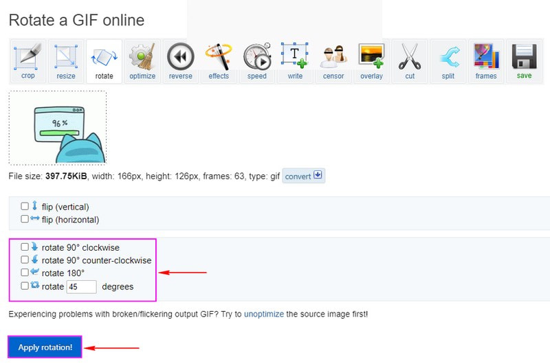 EZGIF GIF spiegeln oder drehen
