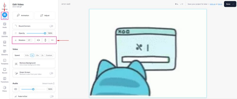 VEED.IO GIF spiegeln oder drehen