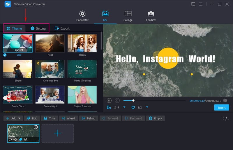 Thema, Text und Audio hinzufügen