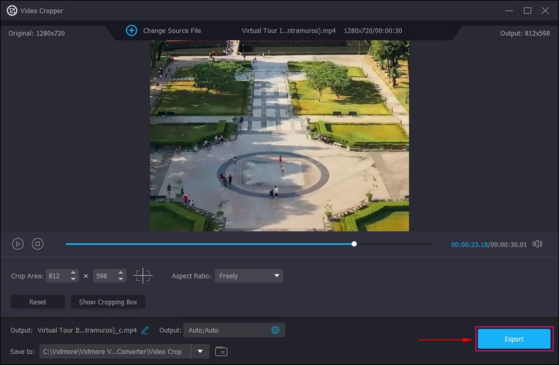 Zugeschnittene Videodatei exportieren