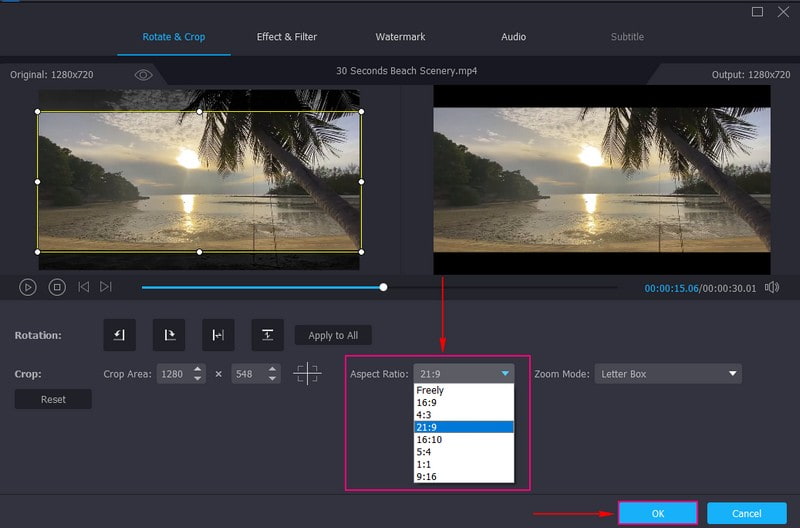 Seitenverhältnis wählen