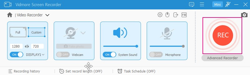 Klicken Sie auf die REC-Schaltfläche