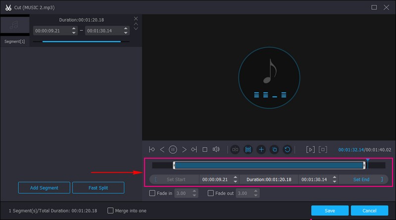 Die Audiodatei trimmen