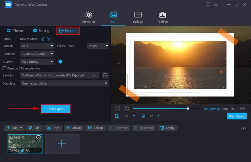 Gehe zur Schaltfläche Exportieren