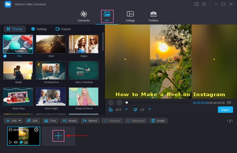 Wechsle zum MV‑Tab und klicke auf die Hinzufügen‑Schaltfläche