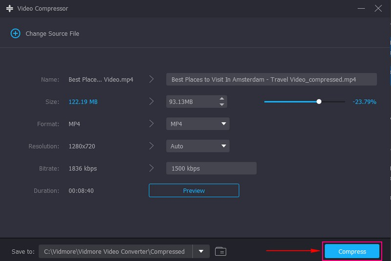 Klicken Sie auf die Schaltfläche Compress