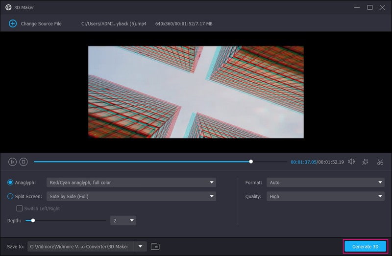 Auf „Generate 3D“ klicken