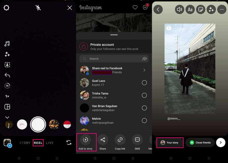 Wie man ein komplettes Reel in der Instagram‑Story teilt