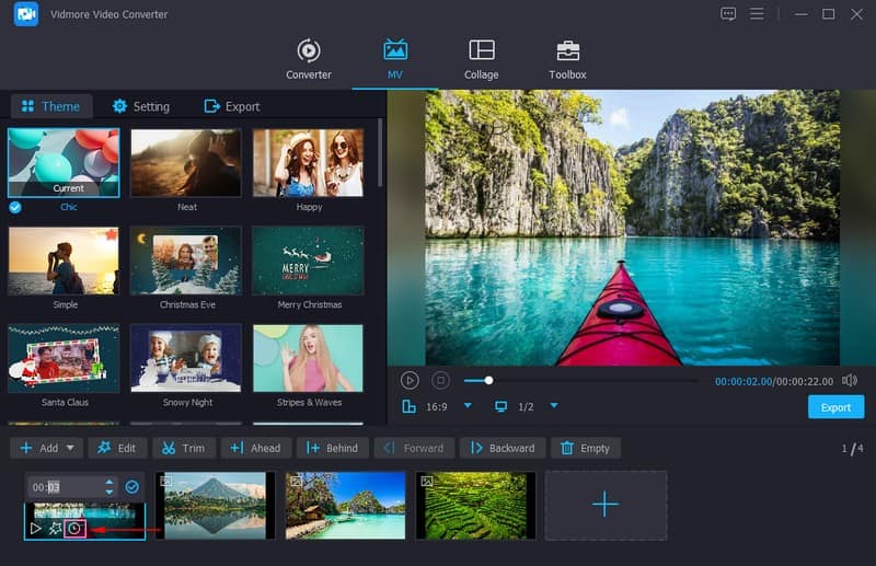 Platziere die hinzugefügten Bilddateien und ändere die Dauer