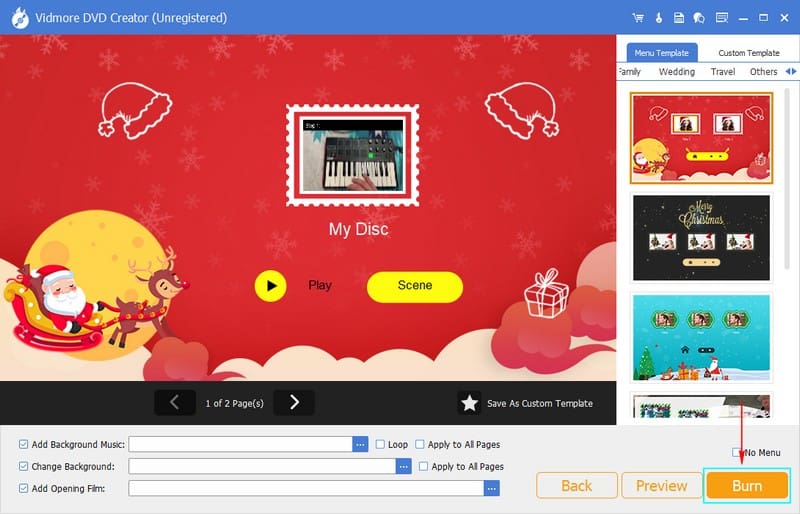 Drücken Sie die Schaltfläche „Brennen“