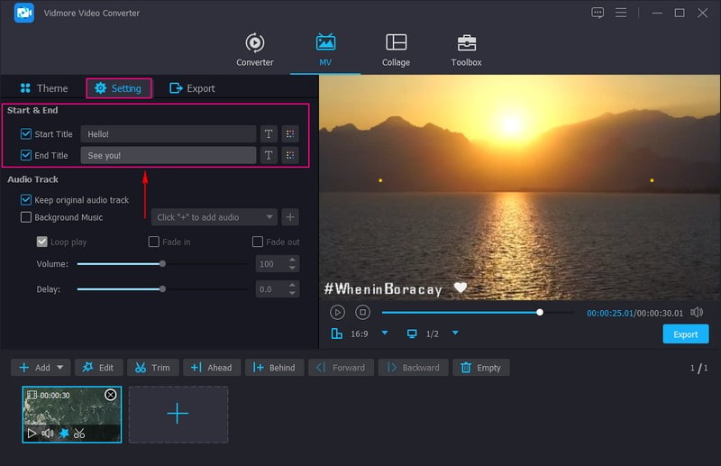 Setzen Sie ein Häkchen bei Start- und Endtiteln