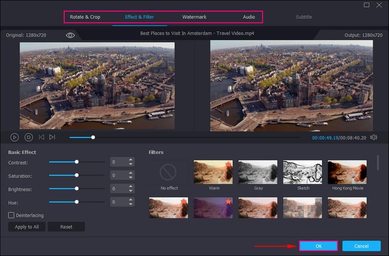 Auf die Schaltfläche Bearbeiten oberhalb Ihrer importierten Videodateien klicken