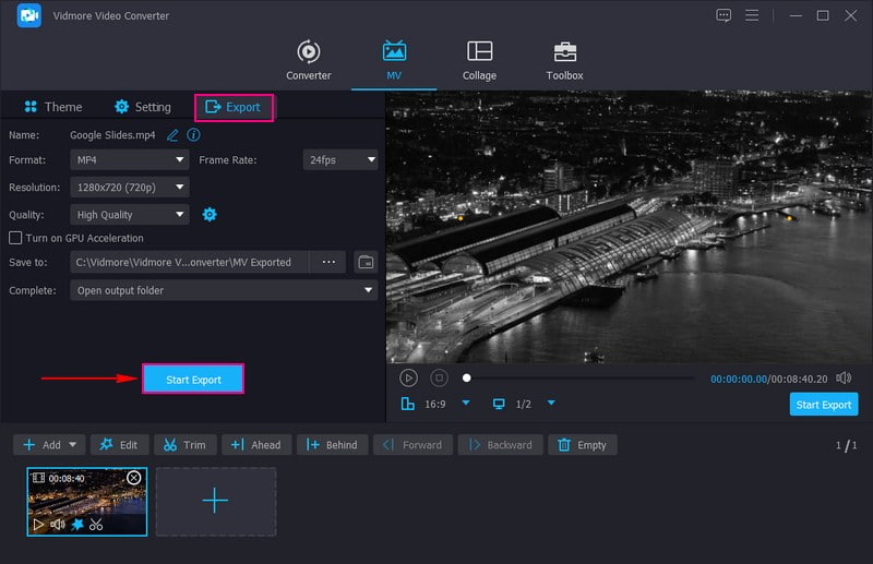 Klicke auf die Schaltfläche „Exportieren“