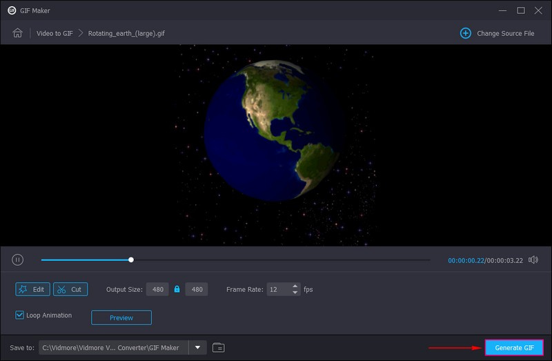 Auf „Generate GIF" klicken